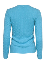 Current Boutique-Ralph Lauren - Light Blue Crewneck Cashmere Cable Knit Sweater Sz M