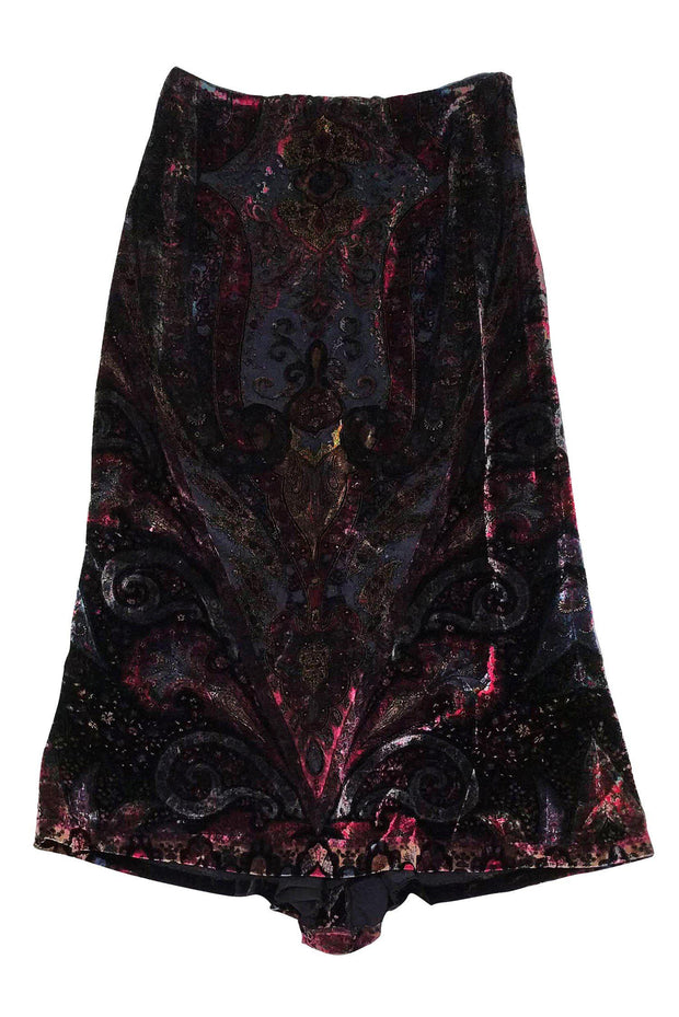 Current Boutique-Ralph Lauren - Multicolor Velvet Midi Skirt Sz 10