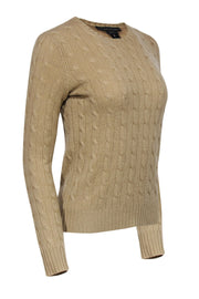Current Boutique-Ralph Lauren - Oatmeal Crewneck Cashmere Cable Knit Sweater Sz M