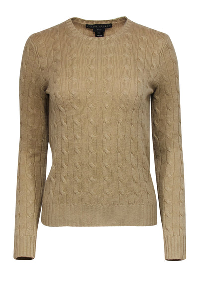 Current Boutique-Ralph Lauren - Oatmeal Crewneck Cashmere Cable Knit Sweater Sz M