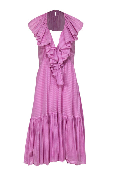 Current Boutique-Ralph Lauren - Pink Ruffle Halter Midi Dress Sz 8