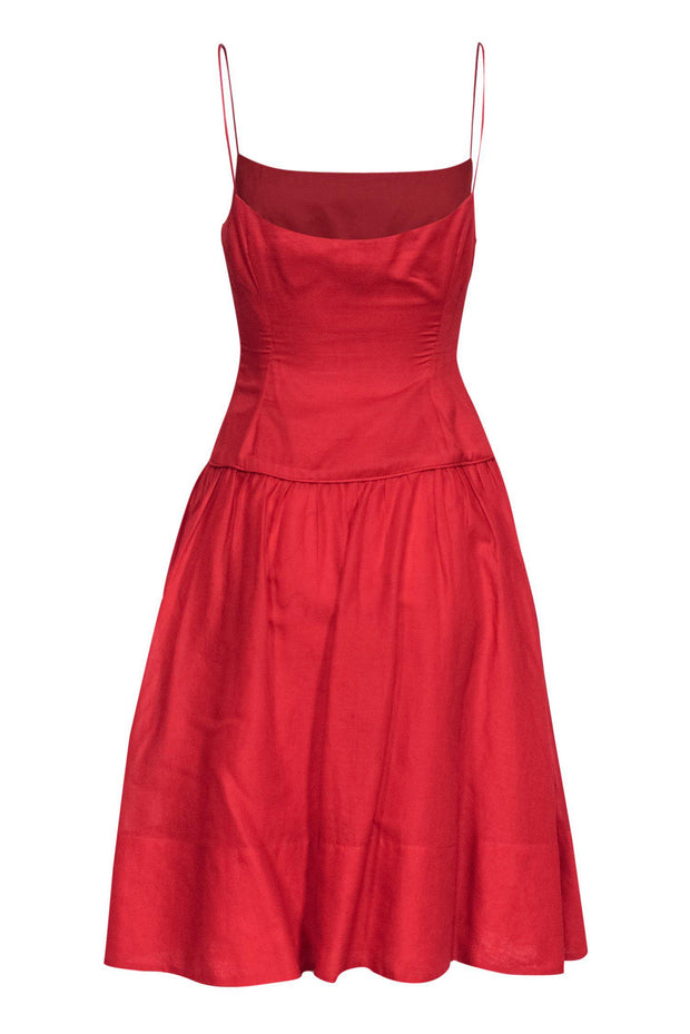 Current Boutique-Ralph Lauren - Red Drop Waist Flare Dress w/ Spaghetti Straps Sz 8