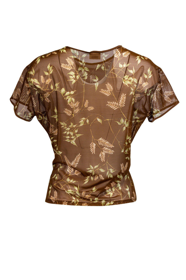 Current Boutique-Ralph Lauren - Semi Sheer Brown Leaf Top Sz L