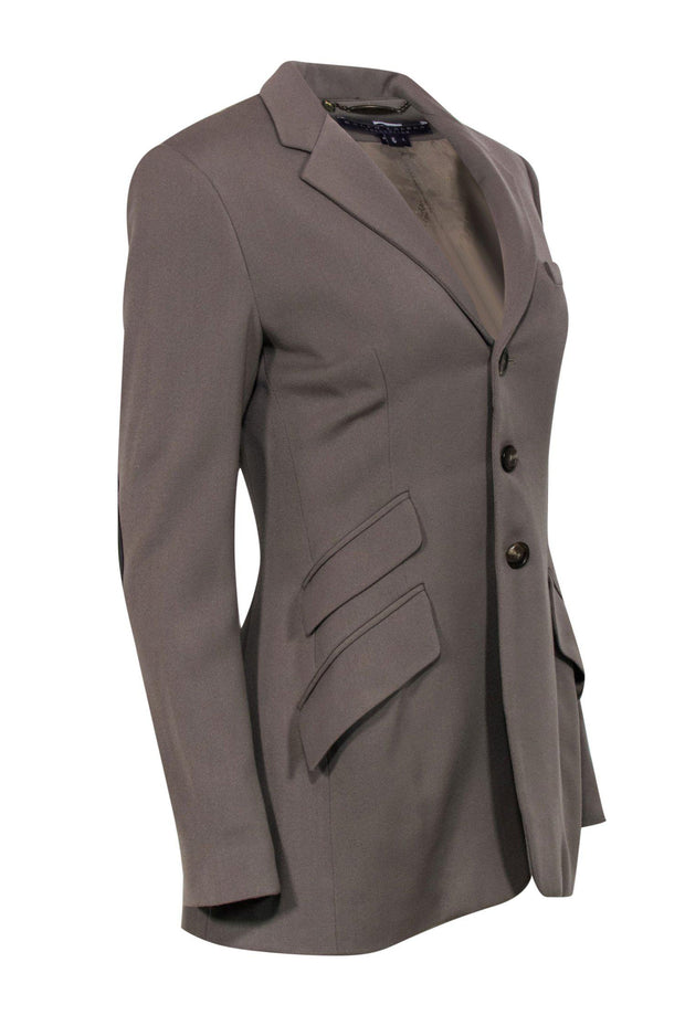 Current Boutique-Ralph Lauren - Tan Button-Up Wool Blazer w/ Leather Elbow Patches Sz 6