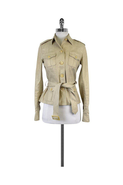 Current Boutique-Ralph Lauren - Tan Gold Linen Jacket Sz 2