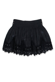 Current Boutique-Ramy Brook - Black Miniskirt w/ Grommet & Lace Trim Sz M