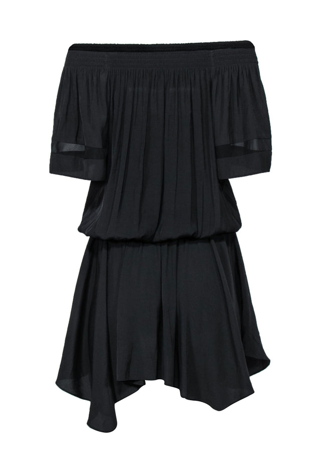 Current Boutique-Ramy Brook - Black Silk Off-the-Shoulder Fitted Dress Sz M