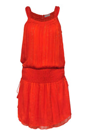 Current Boutique-Ramy Brook - Bright Orange Smocked Mini Dress w/ Gold Stitching Sz S