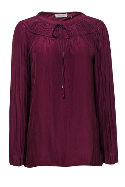 Current Boutique-Ramy Brook - Burgundy Long Sleeve Blouse w/ Tassels Sz S