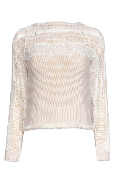 Current Boutique-Ramy Brook - Cream Jessica Fringe Wool Sweater Sz XS