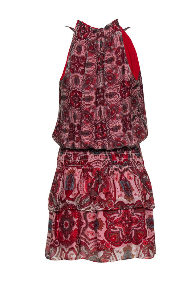 Current Boutique-Ramy Brook - Cream & Red Printed Mini Dress w/ Smocked Waist Sz XS