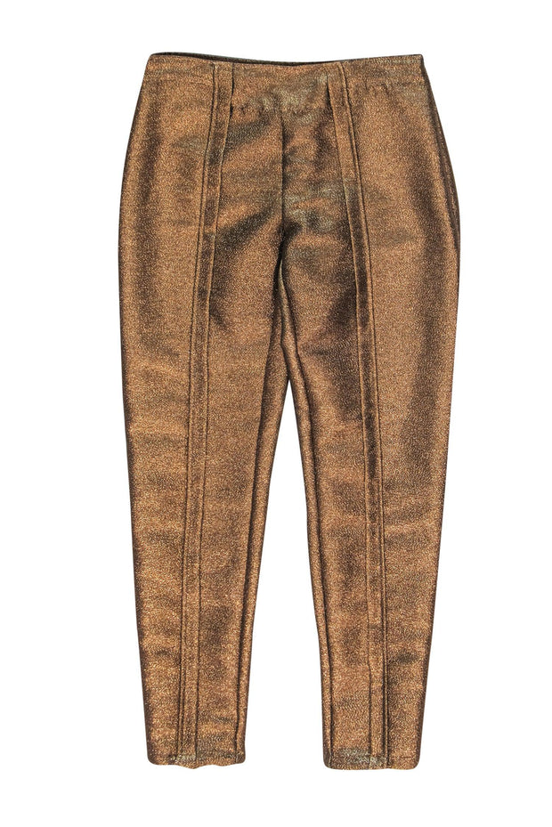Current Boutique-Ramy Brook - Gold Glittery Tapered "Lucinda" Trousers Sz 4