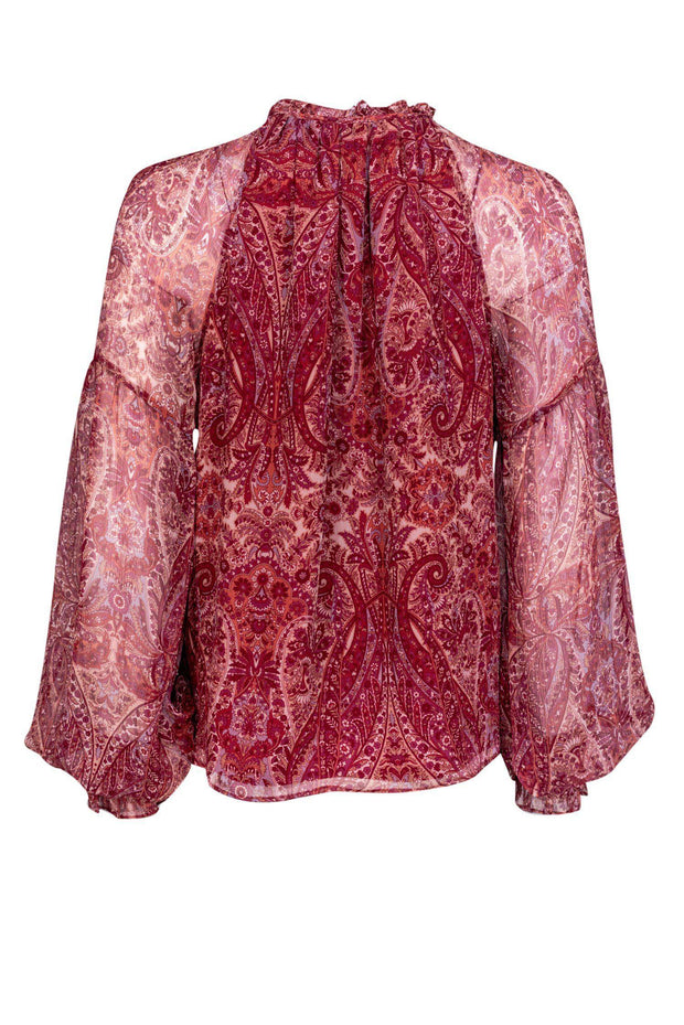 Current Boutique-Ramy Brook - Maroon Paisley Silk Blouse Sz XS