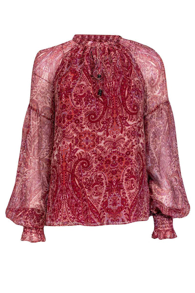 Current Boutique-Ramy Brook - Maroon Paisley Silk Blouse Sz XS