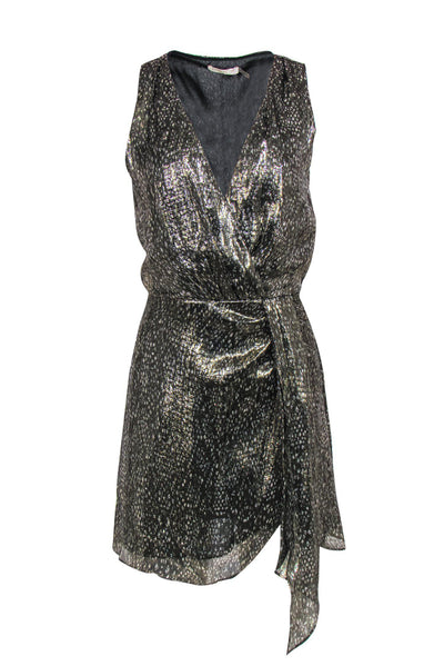 Current Boutique-Ramy Brook - Metallic Gold Plunging Dress Sz M