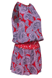 Current Boutique-Ramy Brook - Red & Pink Paisley Silk Drop Waist Dress Sz S
