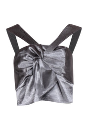 Current Boutique-Ramy Brook - Silver Twisted Front Crop Top Sz S