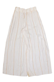 Current Boutique-Ramy Brook - White & Gold Metallic Striped Wide-Leg "Athena" Pant Sz M