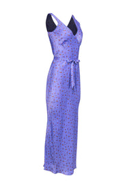 Current Boutique-Rat & Boa - Lilac Satin Slip Maxi Dress w/ Dainty Rose Print Sz XS