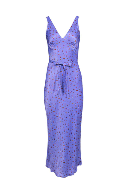 Current Boutique-Rat & Boa - Lilac Satin Slip Maxi Dress w/ Dainty Rose Print Sz XS