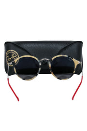 Current Boutique-Ray-Ban - Beige Tortoise Shell & Red Round Sunglasses