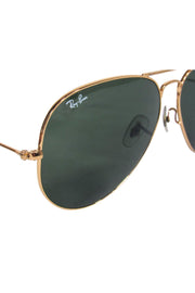 Current Boutique-Ray-Ban - Gold Aviator Sunglasses w/ Greenish Blue Tint