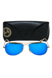 Current Boutique-Ray-Ban - Gold & Blue Reflective Aviator Sunglasses