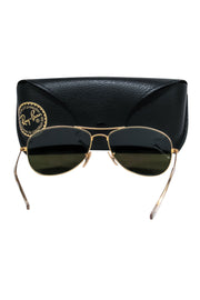 Current Boutique-Ray-Ban - Gold & Blue Reflective Aviator Sunglasses