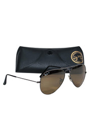Current Boutique-Ray-Ban - Gunmetal Aviator Sunglasses w/ Brown Lenses