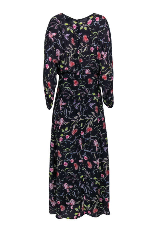 Current Boutique-Rdalamal from Anthropologie - Dark Purple Floral Print Long Sleeve Maxi Dress Sz 8