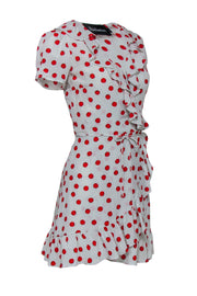 Current Boutique-Realisation Par - White & Red Polka Dot Ruffle Wrap Dress Sz XS