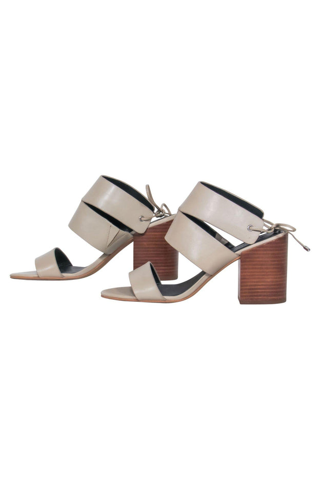 Current Boutique-Rebecca Minkoff - Beige Tie-Back Leather Heels Sz 7.5