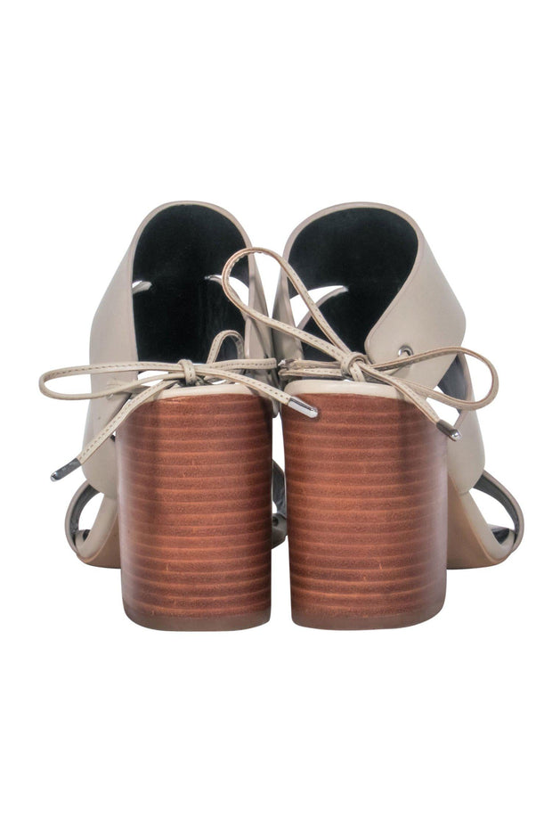 Current Boutique-Rebecca Minkoff - Beige Tie-Back Leather Heels Sz 7.5
