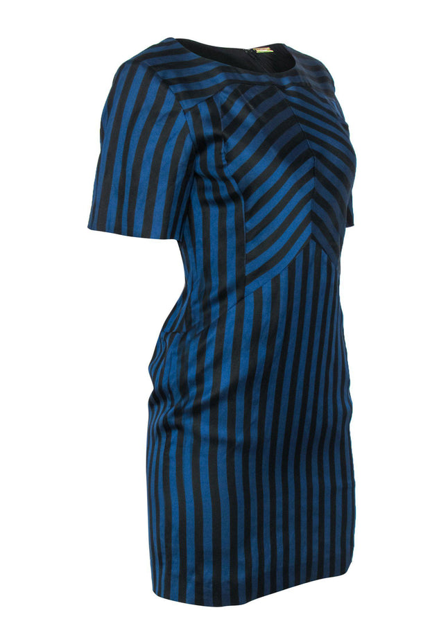 Current Boutique-Rebecca Minkoff - Black & Blue Striped Short Sleeve Dress Sz 2