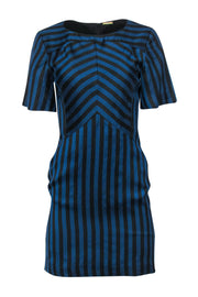 Current Boutique-Rebecca Minkoff - Black & Blue Striped Short Sleeve Dress Sz 2