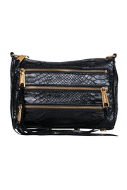 Current Boutique-Rebecca Minkoff - Black Embossed Crocodile Leather Crossbody Bag