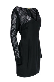 Current Boutique-Rebecca Minkoff - Black Embroidered Mesh Sleeve Fitted Dress Sz 10