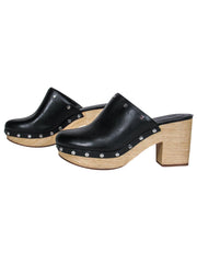Current Boutique-Rebecca Minkoff - Black Leather Heeled Clog w/ Studs Sz 8