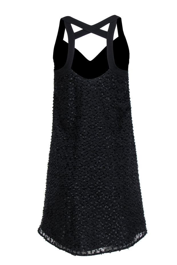 Current Boutique-Rebecca Minkoff - Black Metallic Textured Strappy Mini Dress Sz 0