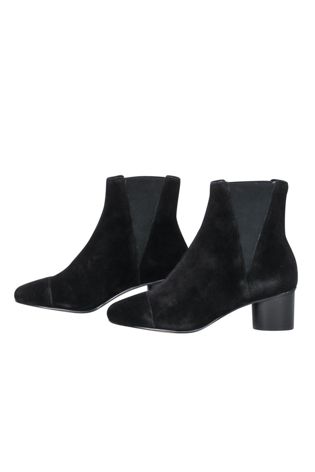 Current Boutique-Rebecca Minkoff - Black Suede Block Heel "Izette" Ankle Booties Sz 6