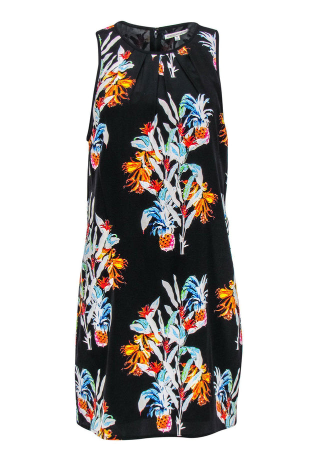Current Boutique-Rebecca Minkoff - Black Tropical Floral Print Sleeveless Shift Dress Sz 8