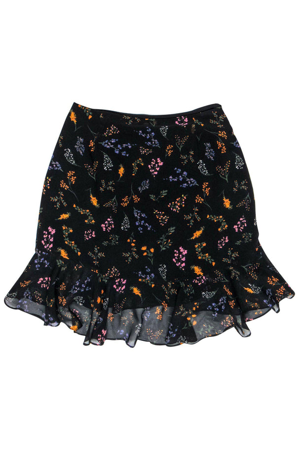 Current Boutique-Rebecca Minkoff - Black Wrap Skirt w/ Intricate Floral Detail Pattern Sz S