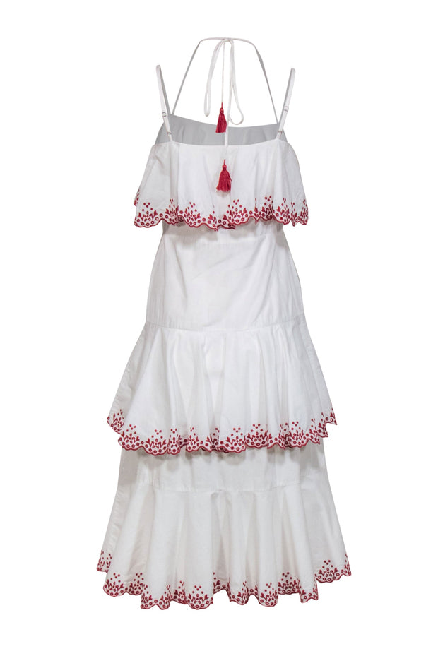 Current Boutique-Rebecca Minkoff - Cream Cotton Tiered Maxi Dress w/ Eyelet Trim Sz 4