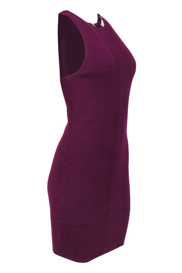 Current Boutique-Rebecca Minkoff - Deep Purple Ribbed Knit Bodycon Dress Sz M