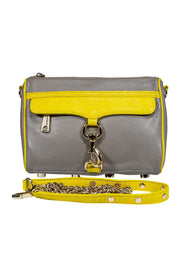 Current Boutique-Rebecca Minkoff - Gray & Yellow Leather Crossbody w/ Chain Strap