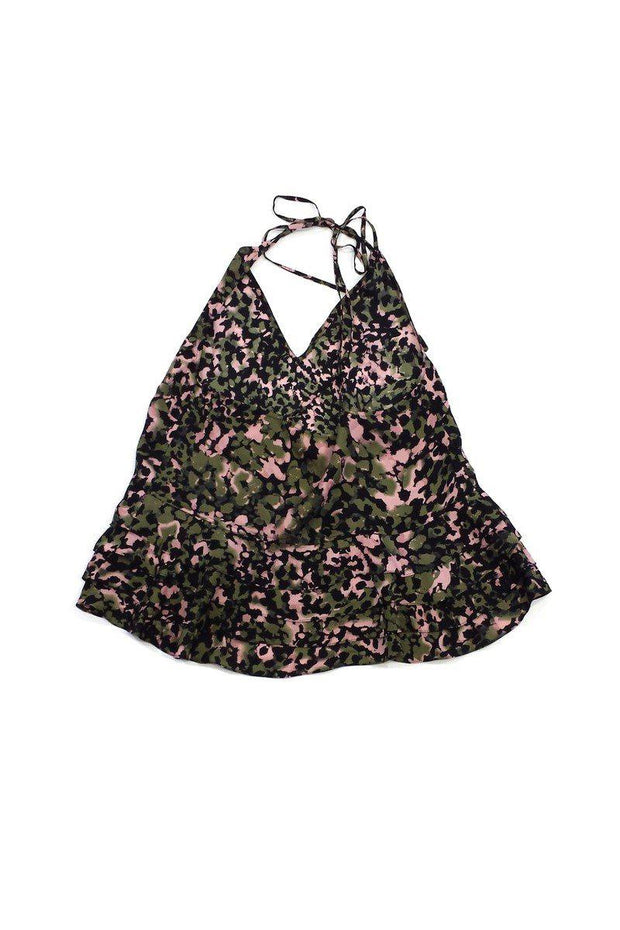 Current Boutique-Rebecca Minkoff - Green Pink & Black Ruffle Silk Tank Sz XS