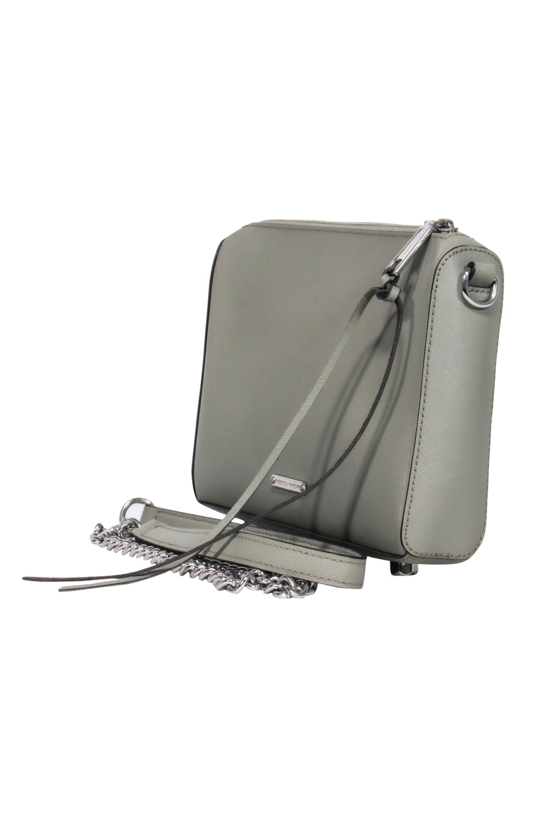 Rebecca Minkoff gray crossbody bag with brass hardware, 2 straps hotsell and insert