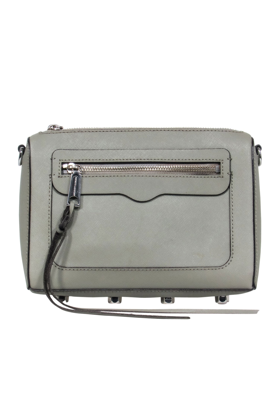 Rebecca Minkoff gray crossbody bag with brass hardware, 2 straps hotsell and insert