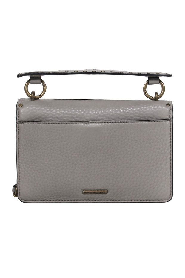 Current Boutique-Rebecca Minkoff - Grey Leather Fold Over Convertible Crossbody w/ Gold-Toned Studs