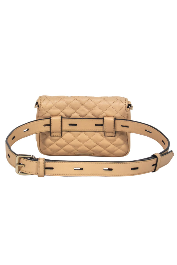 Current Boutique-Rebecca Minkoff - Light Tan Quilted Leather Belt Bag w/ Gold Chain